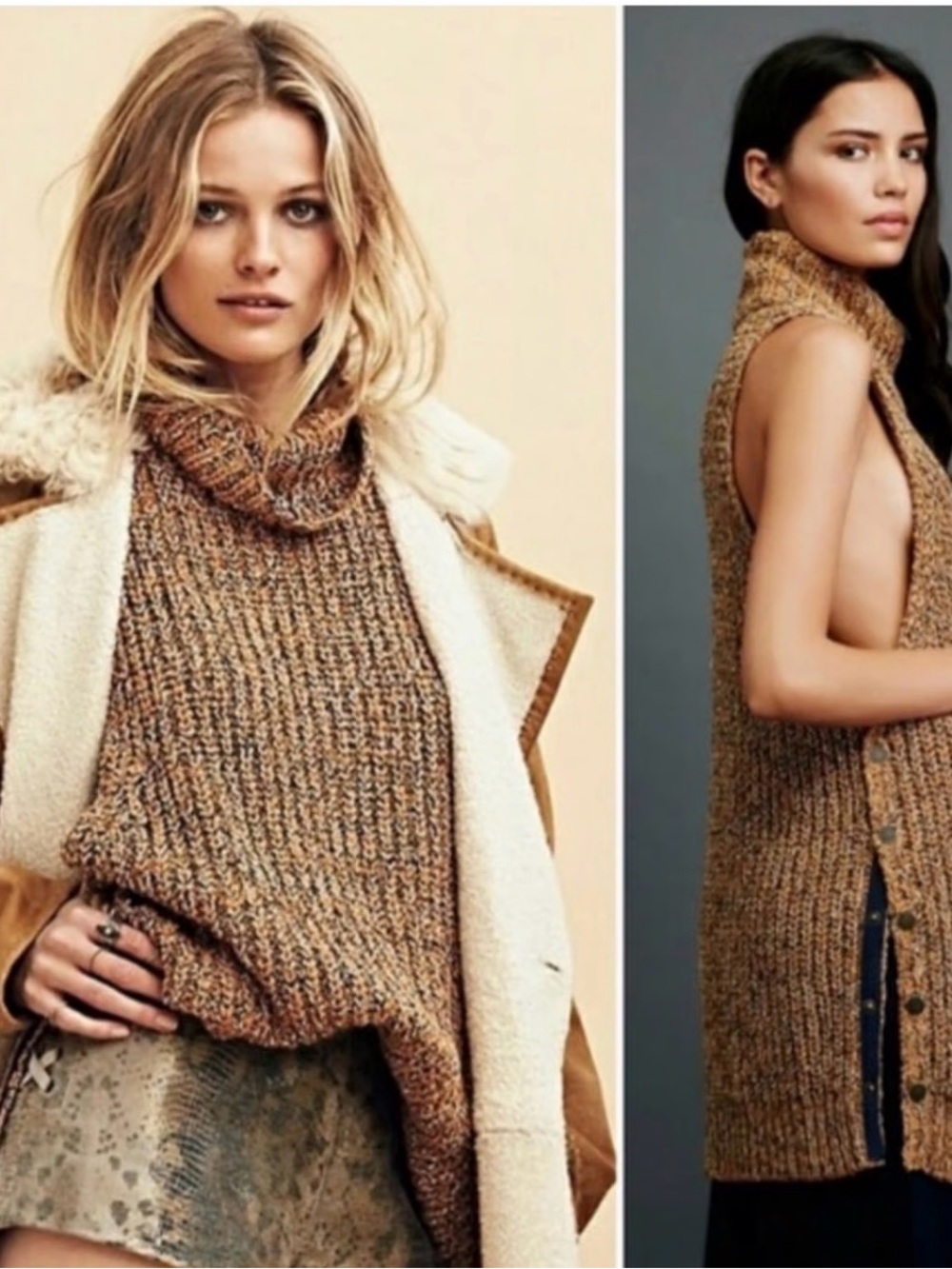 Free People Valentina Chunky Marled Sleeveless Sweater Tunic